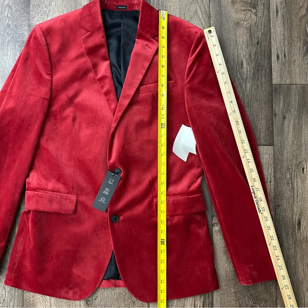 J Ferrar Velvet Sports Coat Evening Blazer Mens Size 40 Long Red